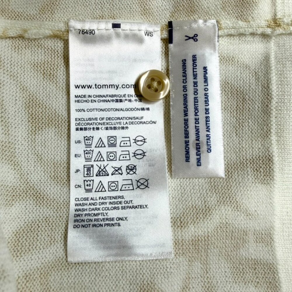 NWT Tommy Hilfiger Cream & Tan Paisley Floral Cotton Cardigan Sweater, Size L - Picture 10 of 11